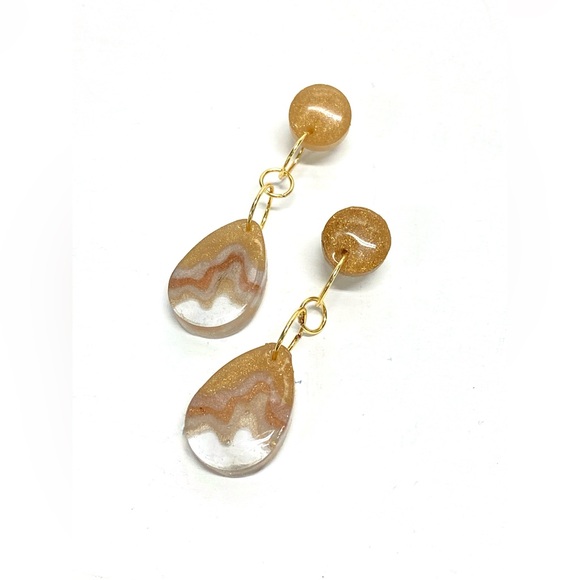 HANDMADE Tiered Metallic Dangle Fashion Earrings, Gift for Her Woman Girl - Picture 1 of 9